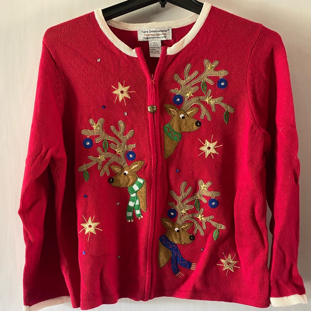 Festive Red Reindeer Cardigan